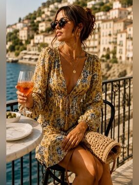 Free People Soli Mini Night Combo Plunging Women’s Silky Mini Dress Sz S